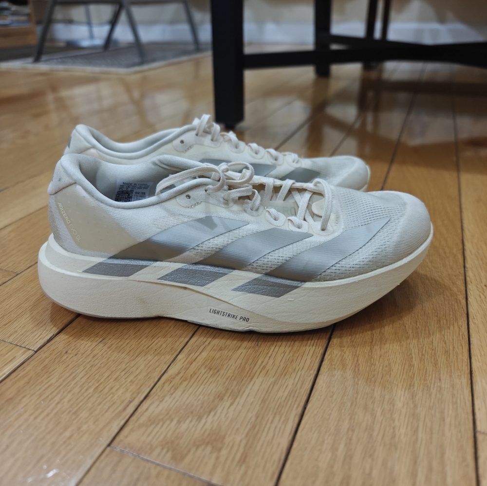 Adidas Womens Adizero Evo SL JR5841 Cream Running Shoes Sneakers Size 7.5